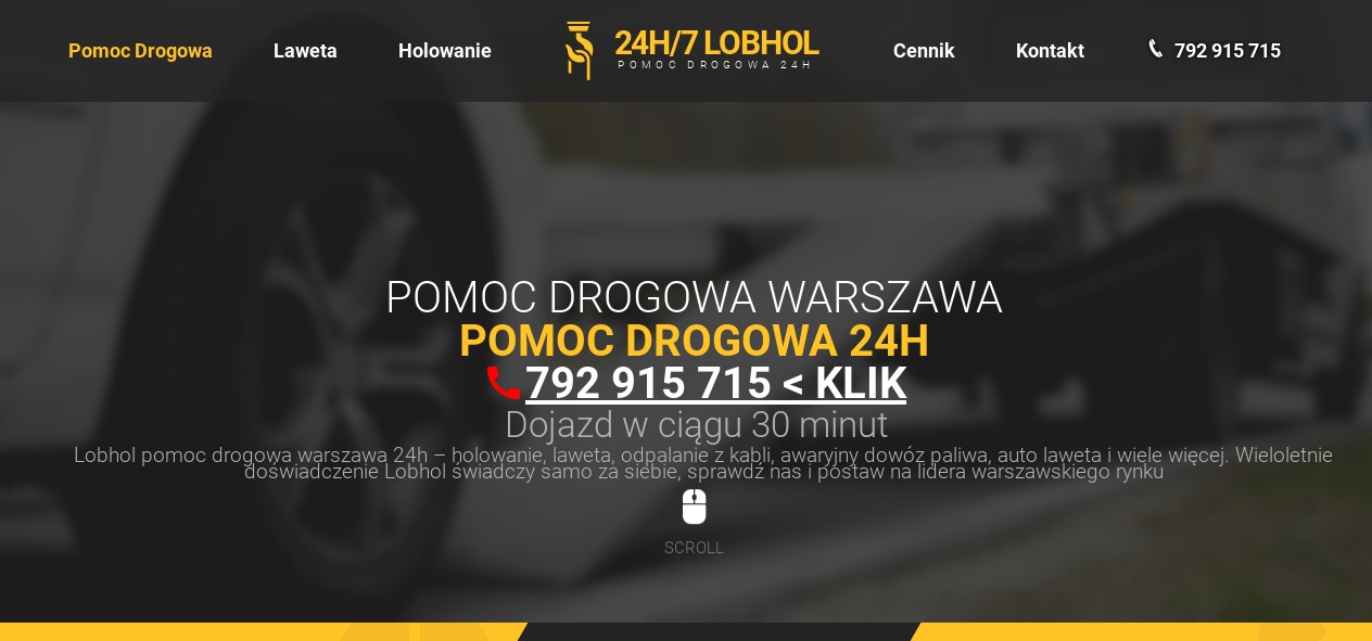 Lobhol . Pomoc Drogowa Warszawa 24h/7 LAWETA HOLOWANIE aut . Warszawa Autopomoc Drogowa